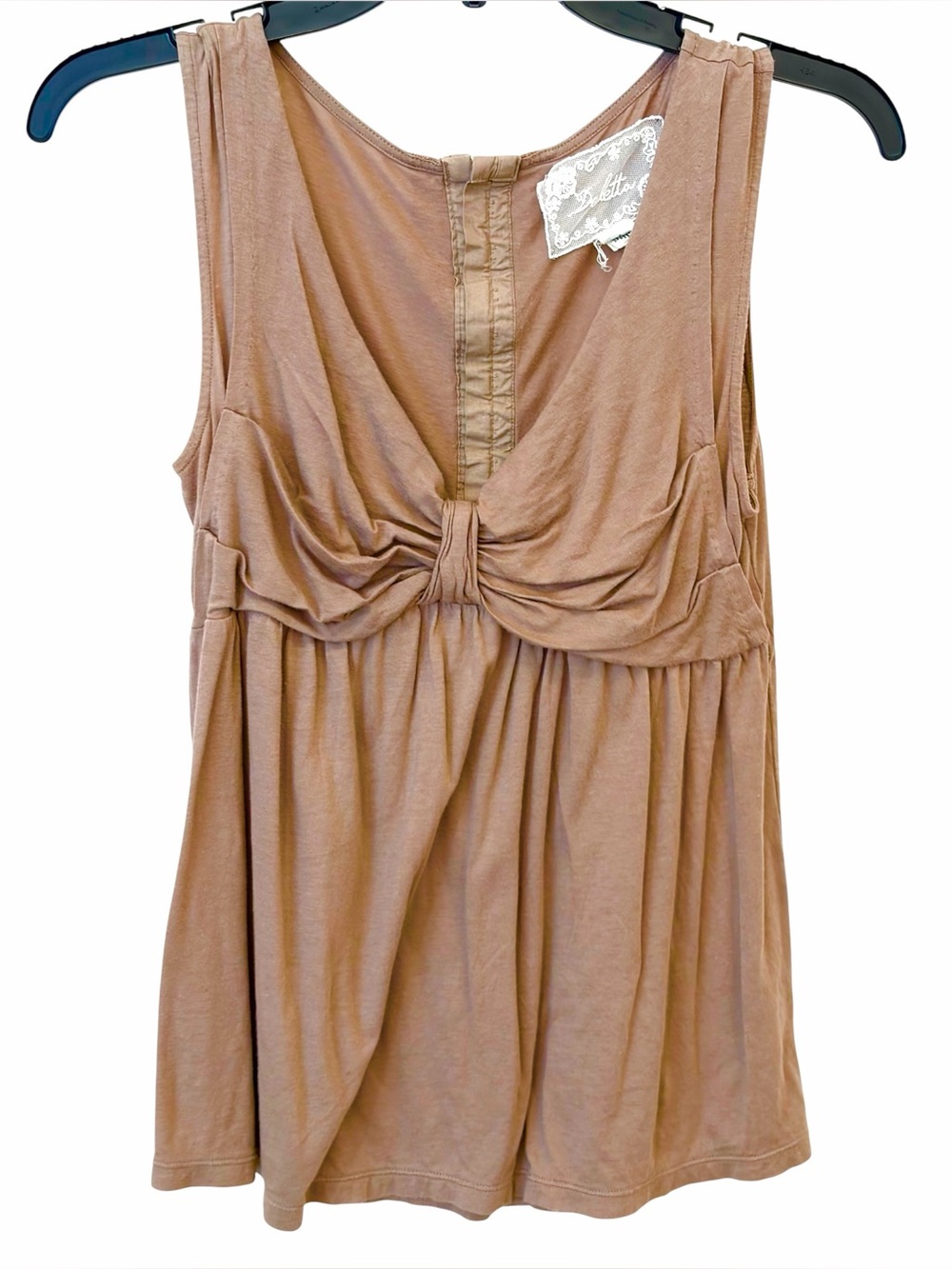 Deletta empire waist gathered sleeveless top w/eyelet detail